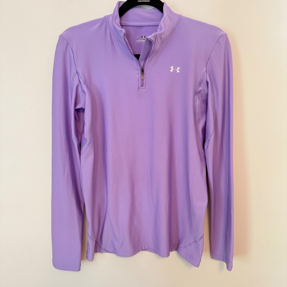 Under Armour ColdGear Womens Large Purple Quarter Zip Long Sleeve Pullover B212